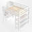 Loft Bed With Built-In Wardrobe, Shelves, Storage Staircase and LED Light, White Kids Bed-1826955704