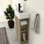 Petit meuble-lavabo de 16 pouces en frêne naturel avec lavabo en pierre, deux couches de rangement et charnières silencieuses-1773311730