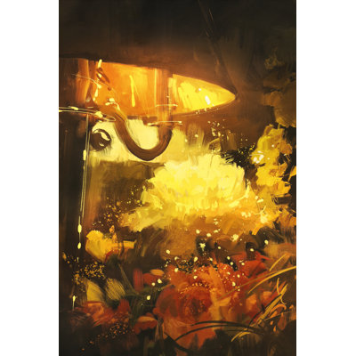 Benniton Beautiful Flowers And Lamp - Wrapped Canvas Painting