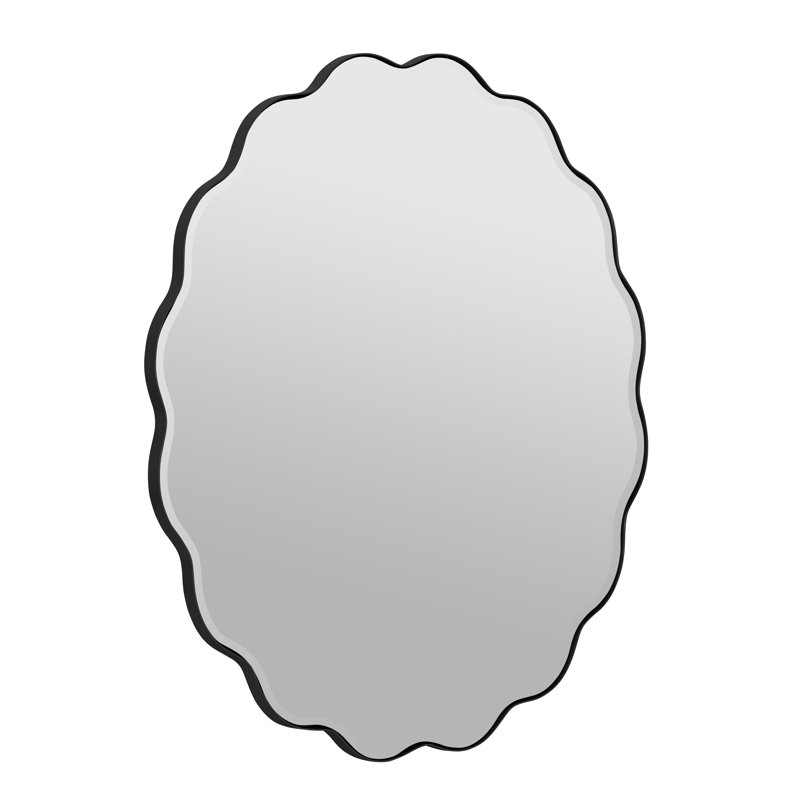 Cleo Scalloped Metal Mirror, Black
