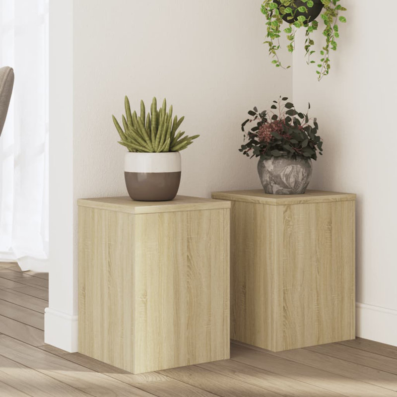 Plant Stand - Set of 2, Sonoma/Oak, 18cm H x 10cm W x 10cm D