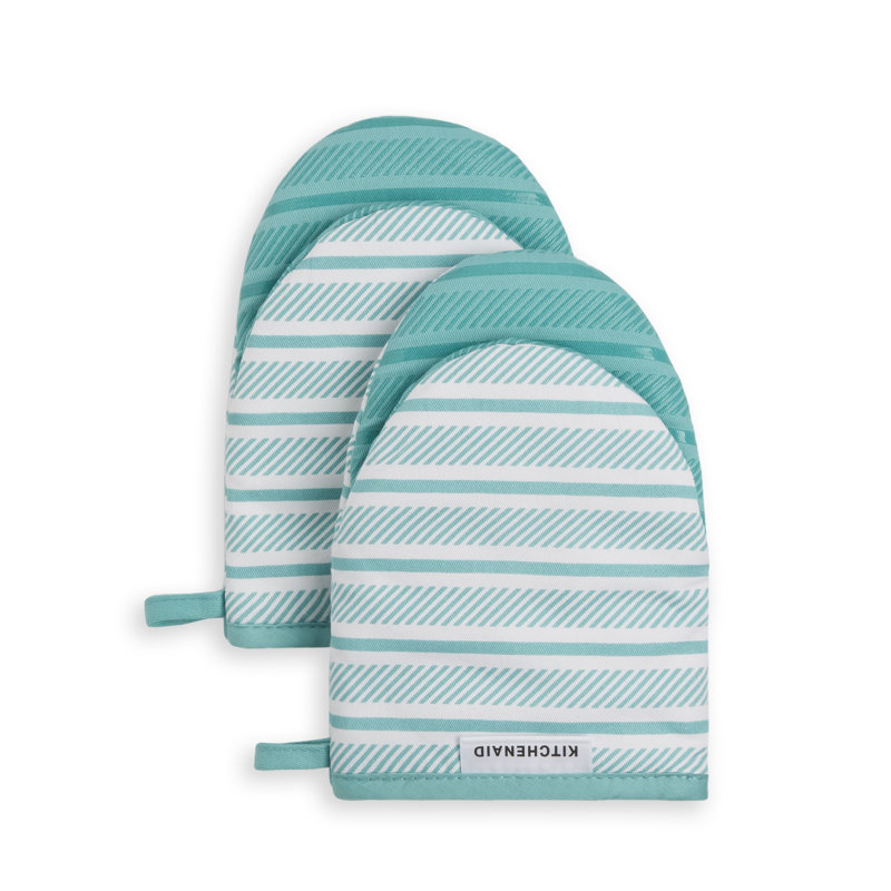 KITCHENAID Albany Mini Oven Mitt 2-Pack Set, Blue, 5.5" W x 10" L