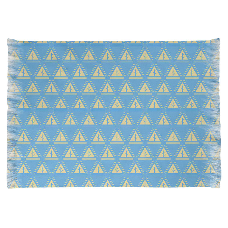 Tapis jaune/bleu à motif d'arbres minimalistes, Non