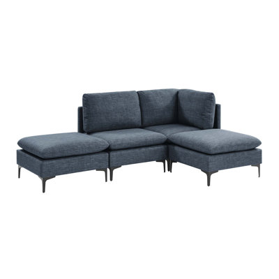 Linen Modular Sectional Sofa with Metal Legs