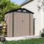 Outdoor Metal Storage Shed with Floor, Brown-128500506