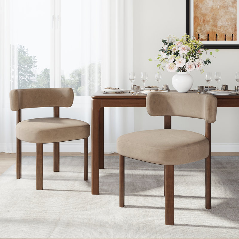 48.5 cm H Upholstered Dining Chair, Velvet Khaki