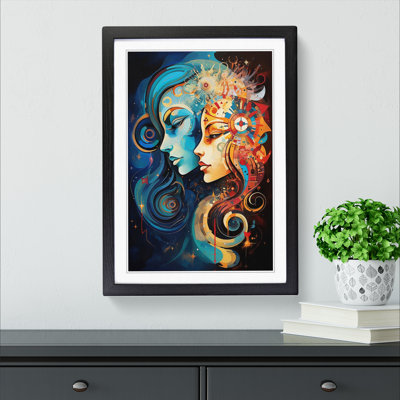 Gemini Zodiac Abstract - Single Picture Frame Print on Wood