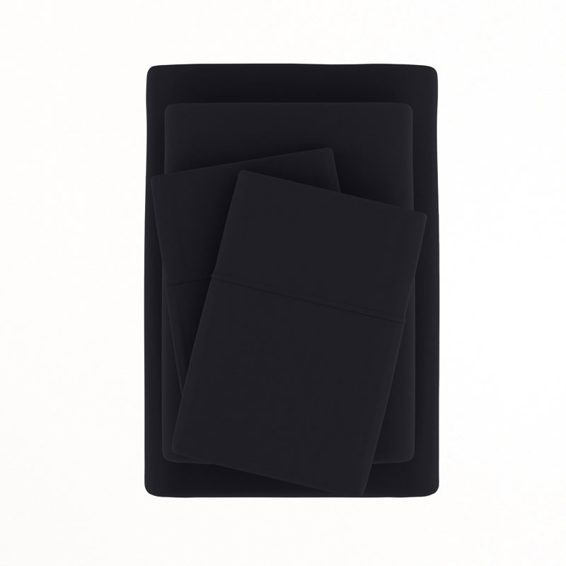 Ensemble de draps en microfibre doublement brossée 4 pièces Becky Cameron 1800 Series, Noir, noir, noir, noir