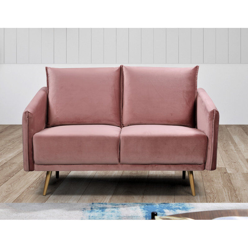 Funon 44.49" Velvet Square Arm Loveseat, Rose