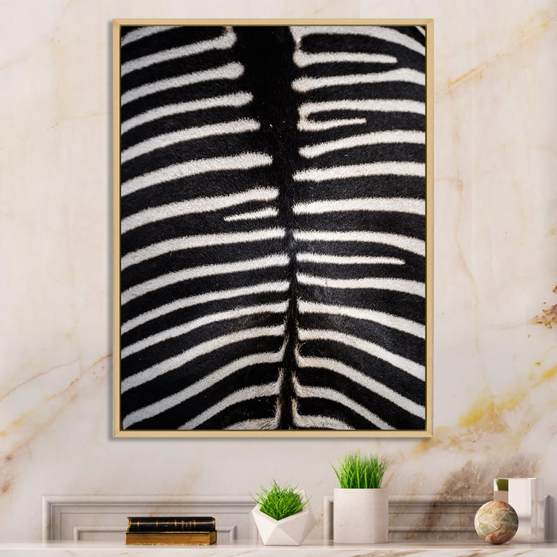 Peau de zèbre - reproduction de cadre photo sur toile, H 36 po x l 24 po x P 1 po, Toile brune avec cadre flottant