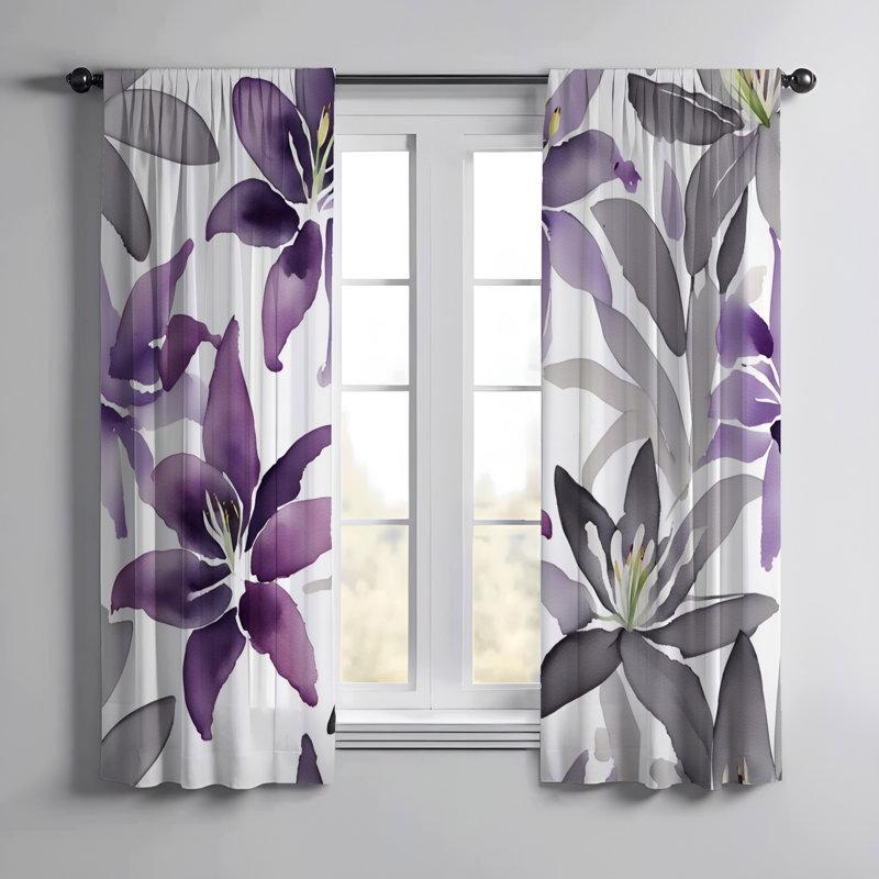 Paire de rideaux semi-transparents en polyester Honalee, L 40 po x L 82 po