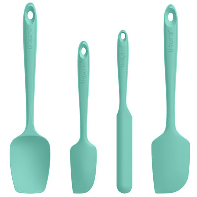 Ensemble de 4 spatules en silicone résistantes à la chaleur U-Taste résistantes à la chaleur - Grattoir à bol de cuisson de qualité alimentaire à 600 ºF, ustensile de cuisine en caoutchouc flexible et robuste pour mélanger le grattage dans une batterie de cuisine antiadhésive (bleu sarcelle)