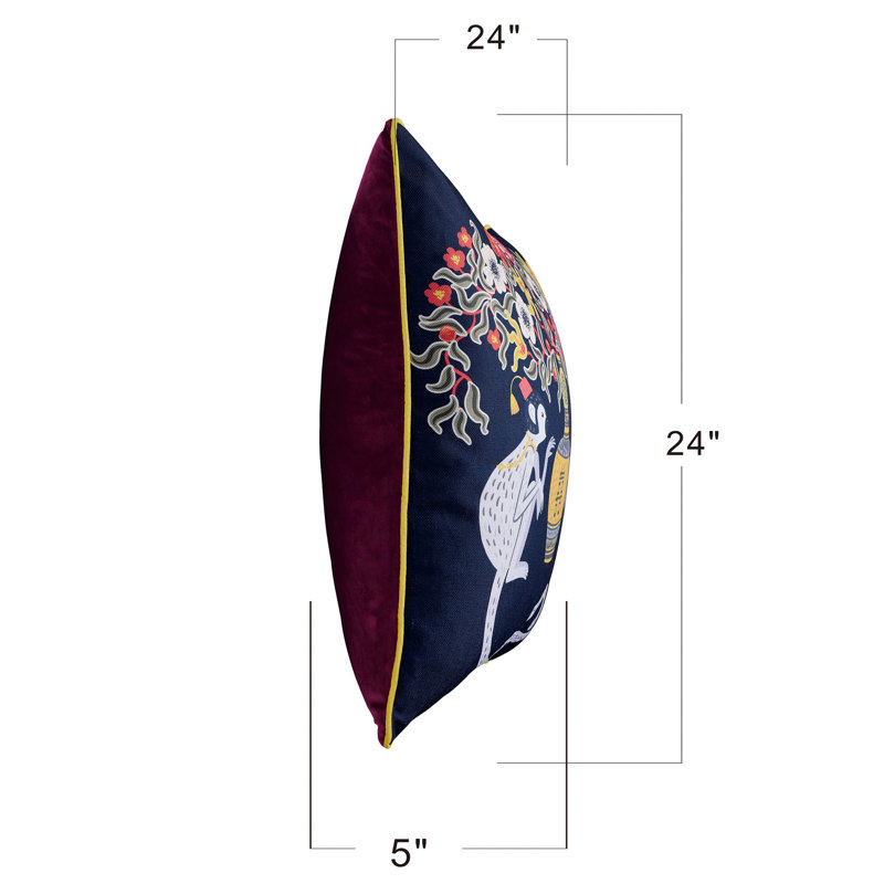 Floral Linen Reversible Throw Pillow