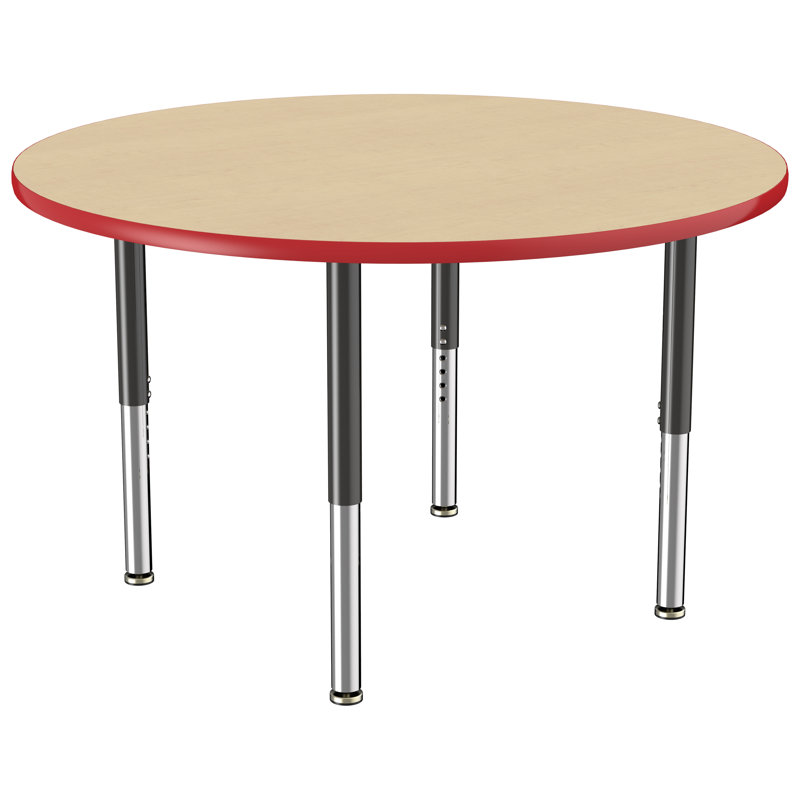 Table ronde à hauteur réglable, 48", Maple/Red/Black, Super