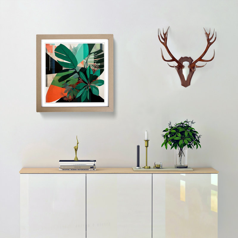 Tropical Leaf Suprematism No.1 - Framed Print, Oak