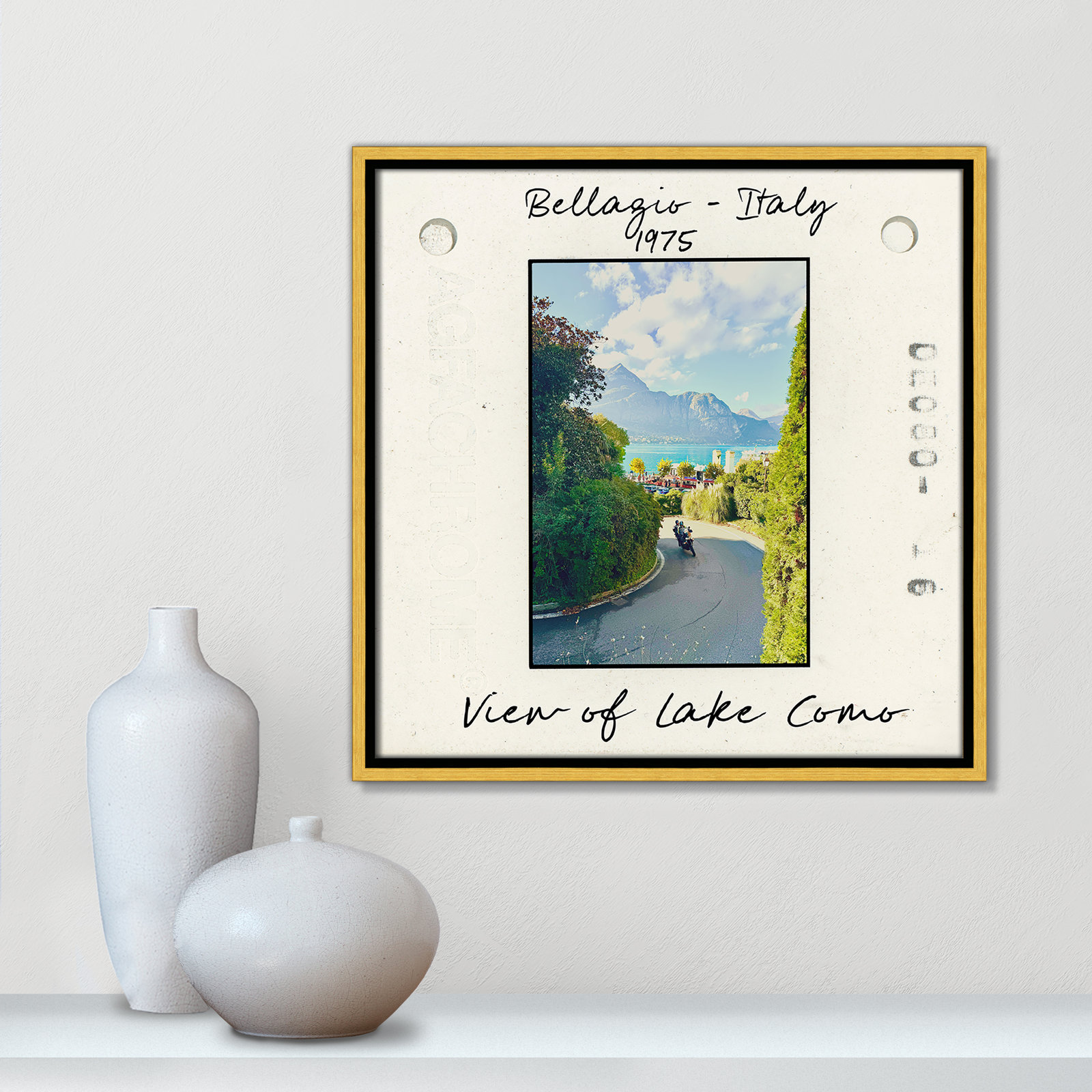 Belaggio, Italy - View of Lake Como Print by Susan Jill, 17.5" H x 17.5" W x 2" D, Gold Floater Framed Canvas