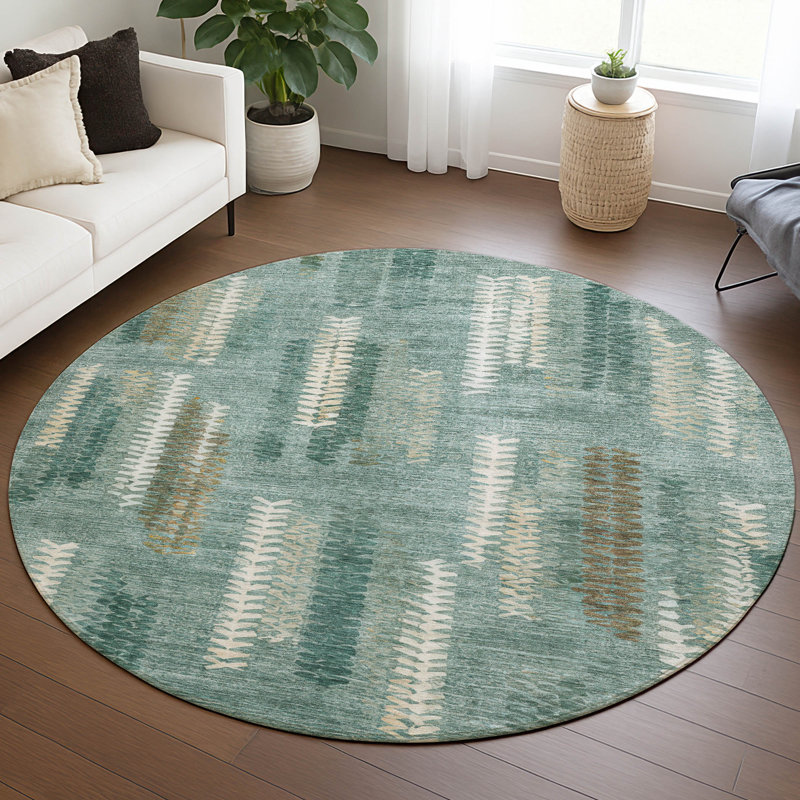 Machine Washable Indoor/Outdoor Chantille ACN2937 Modern Rug, Aqua, 8' Round