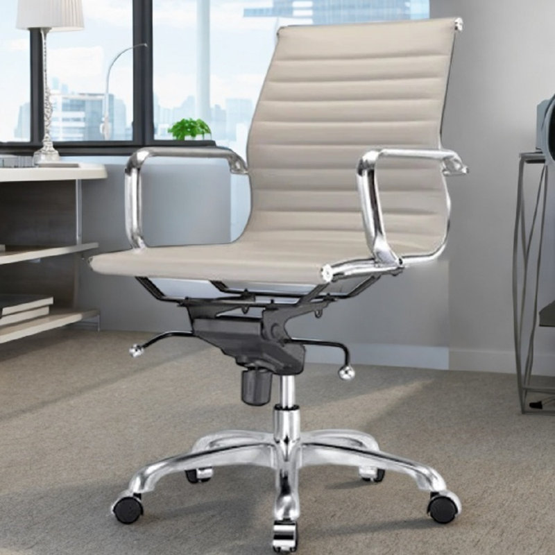 Lonty Leather  Office Chair, Gray, Silver