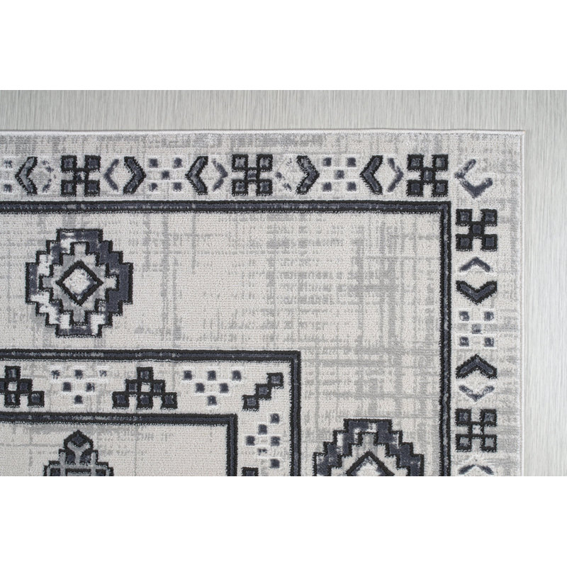 Tapis oriental gris / noir Purcellville, Rectangle 9 pi x 12 pi 6 po