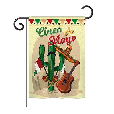 Fiesta cinco de mayo et de polyester à 2 côtés 18,5 x 13 po drapeau de jardin