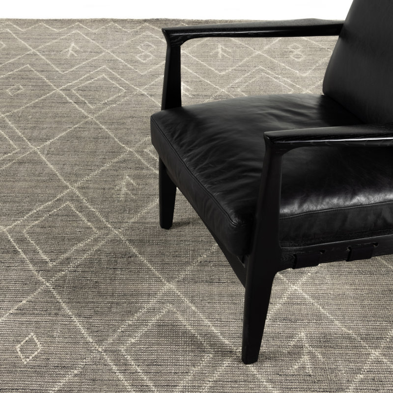 Gray Hand-Knotted Wool and Cotton Moroccan 8' x 10' Rug