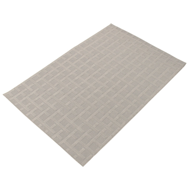 Ensemble de tapis intérieur / extérieur gris géométrique, Rectangle 4 pi 7 po x 6 pi 7 po