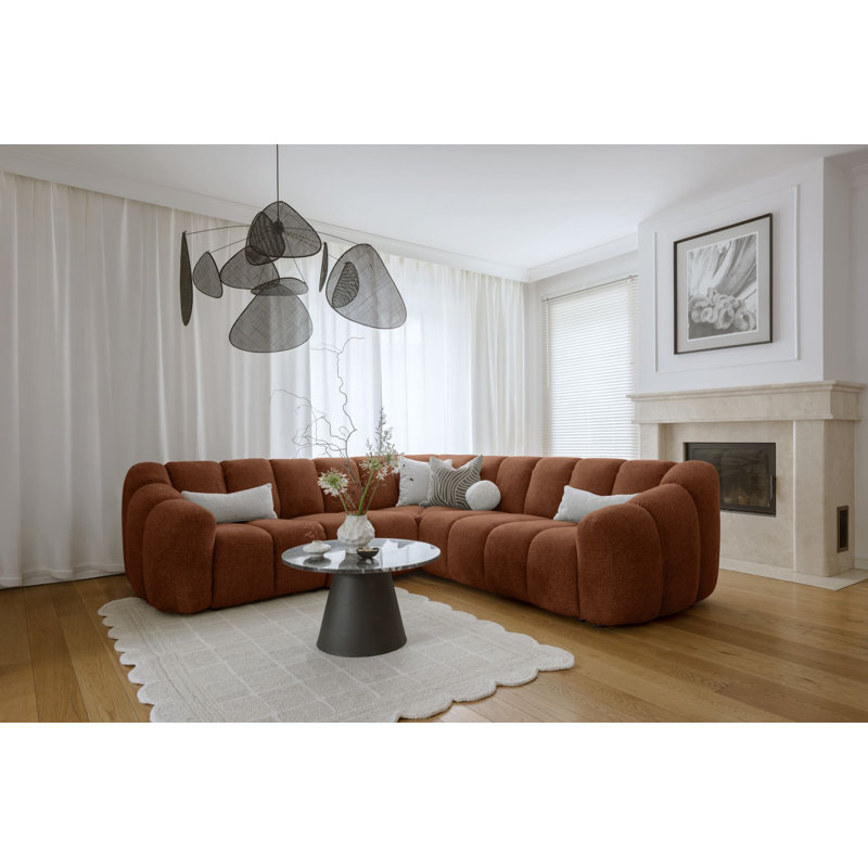 Shell Corner Sofa , Orange, Symmetrical