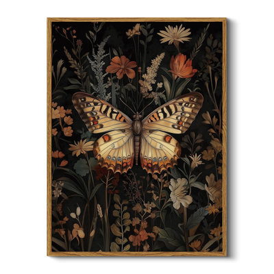 Vintage Butterfly Botanical Framed Wall Art
