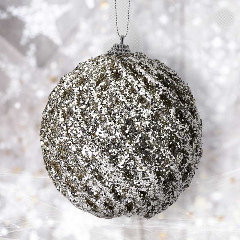 Ornement boule en filet scintillant, Platinum
