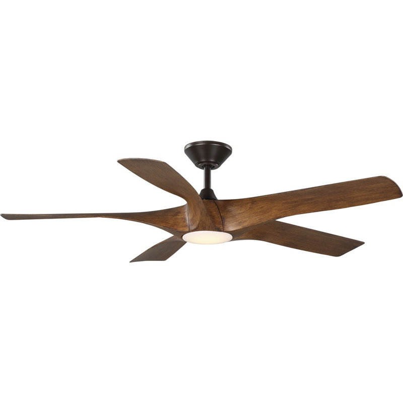 60'' Koa Woodgrain Smart Ceiling Fan with LED Light