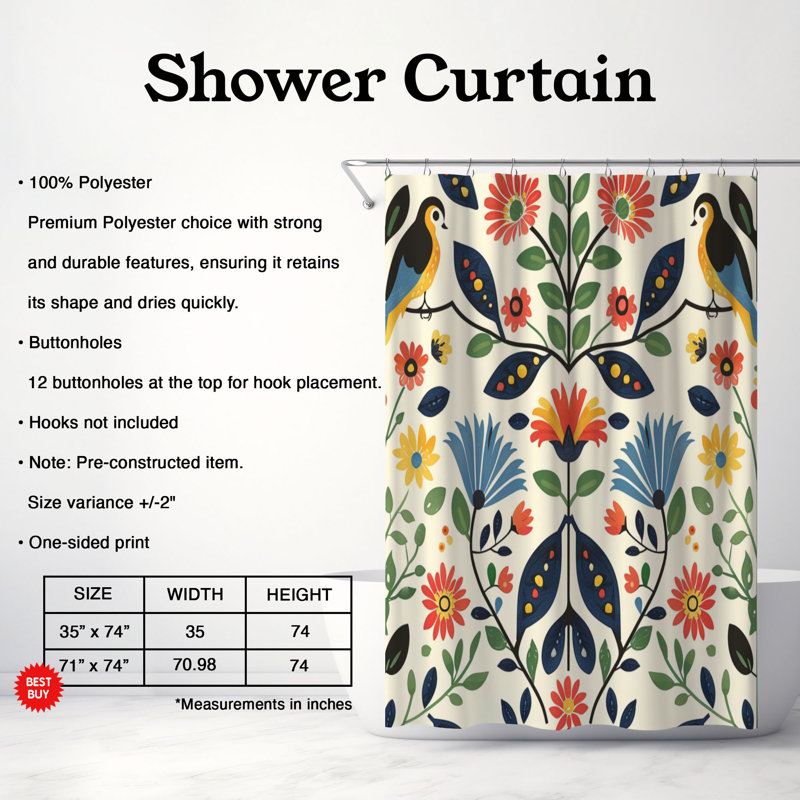 Tribal Spring - Premium Shower Curtain, 74"H x 71"W