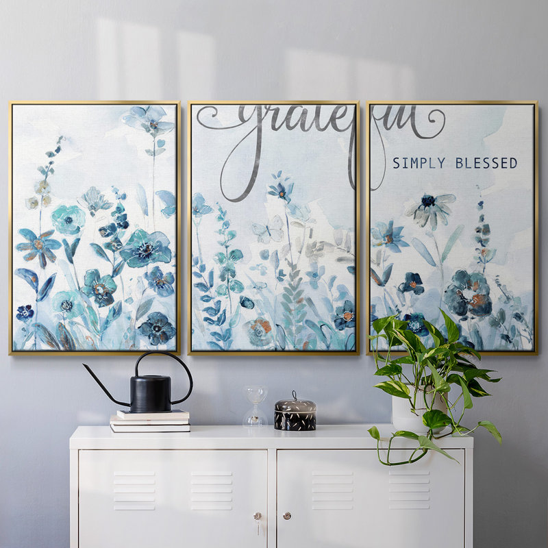 «Glittering Meadow», reproduction sur toile 3 pièces, Or, H 24 po x l 48 po x P 2 po