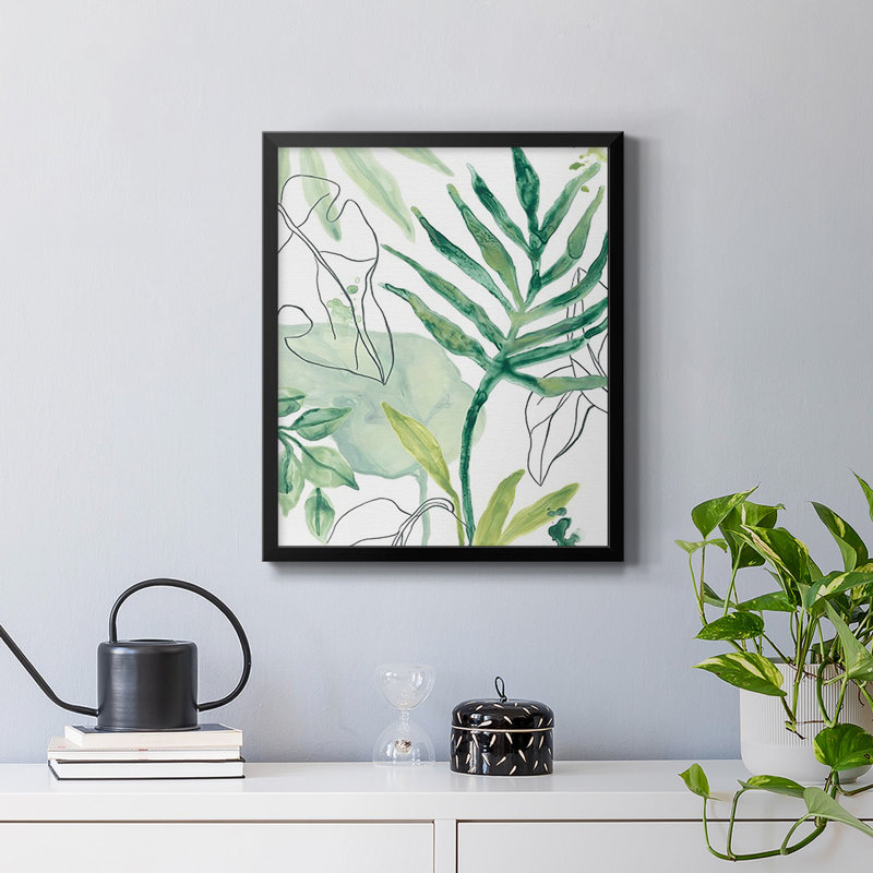 Toile encadrée de qualité supérieure Tropical Palm Chorus III - prête à être accrochée, Noir, H 24 po x l 20 po