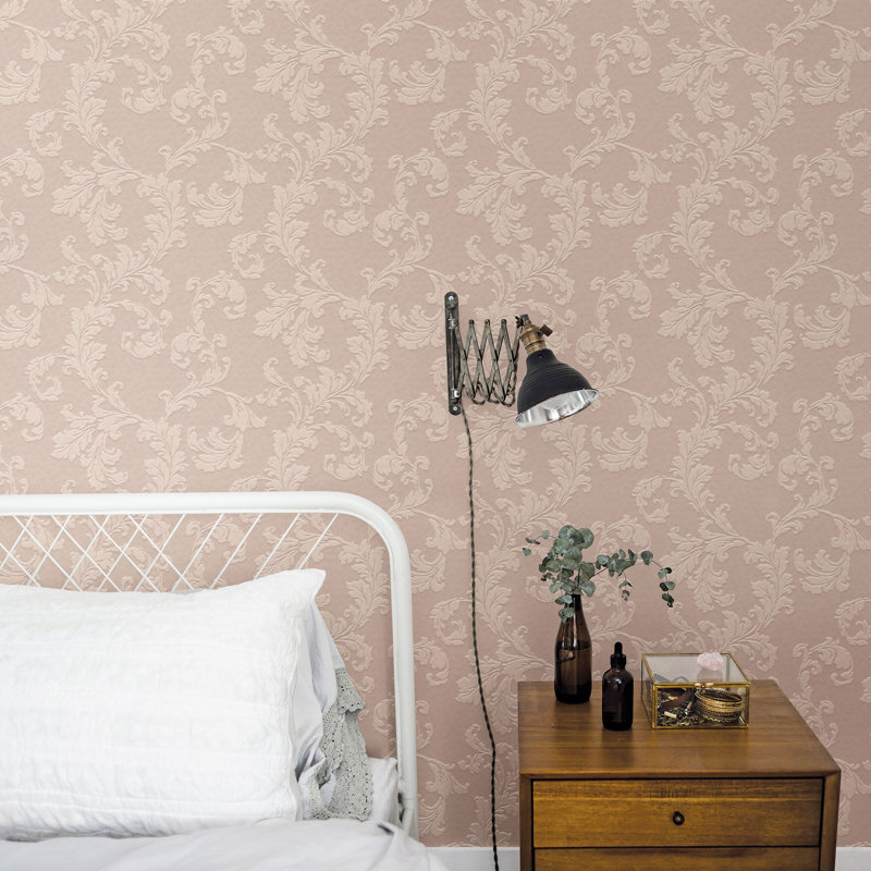 Emporium 10m x 53cm 3D Embossed Matte Wallpaper Roll, Pink