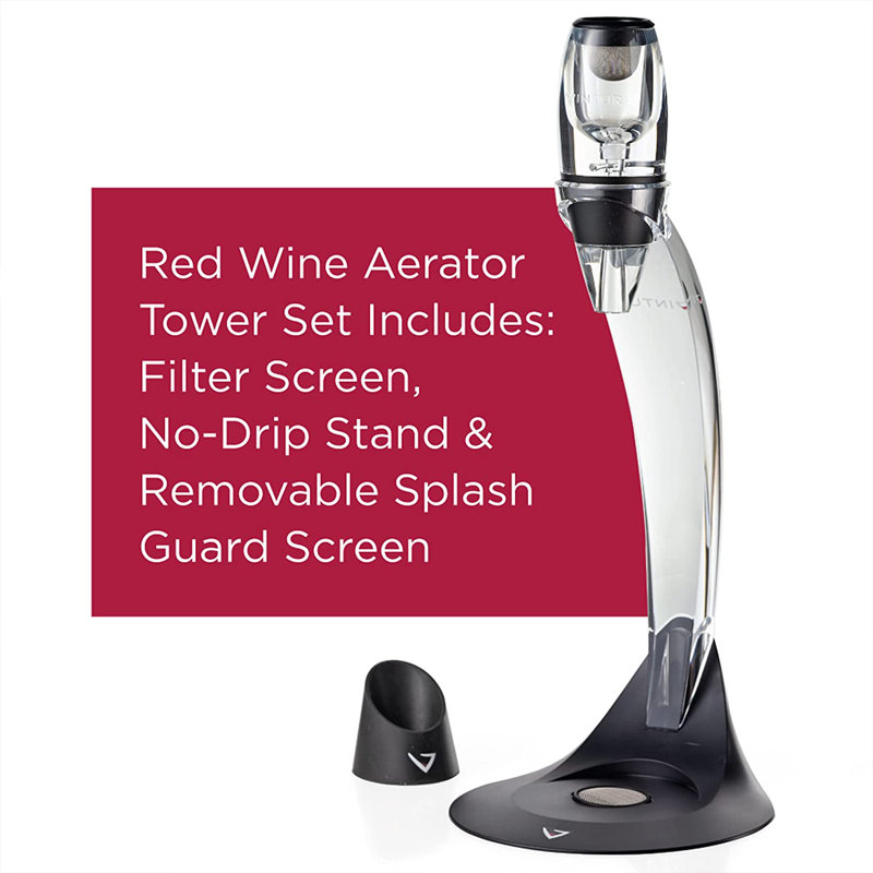 White Wine Tower Aerator Aerator, Black