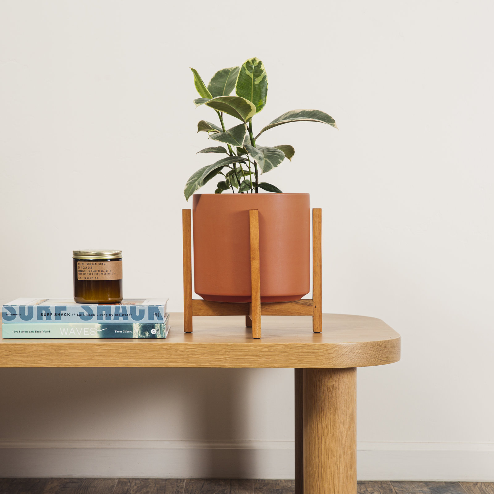 Keyes Ceramic Pot Planter, Rust/Light, 10.25" H x 10" W x 10"