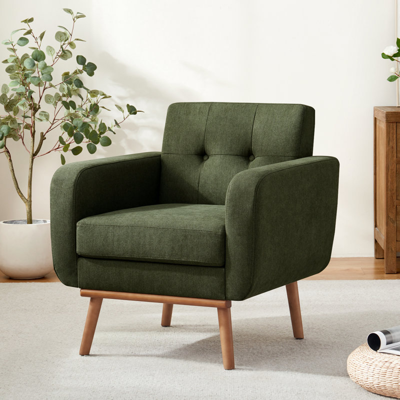 Upholstered Armchair, Brown Faux Leather