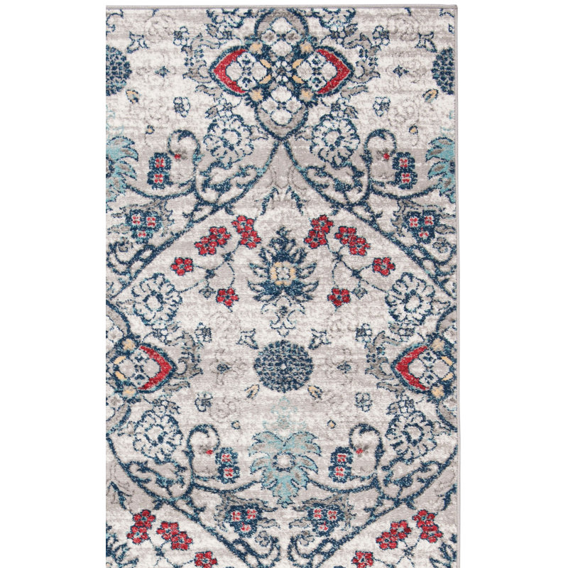 Tapis bleu marine / gris Evart, Tapis de couloir 2 pi x 12 pi