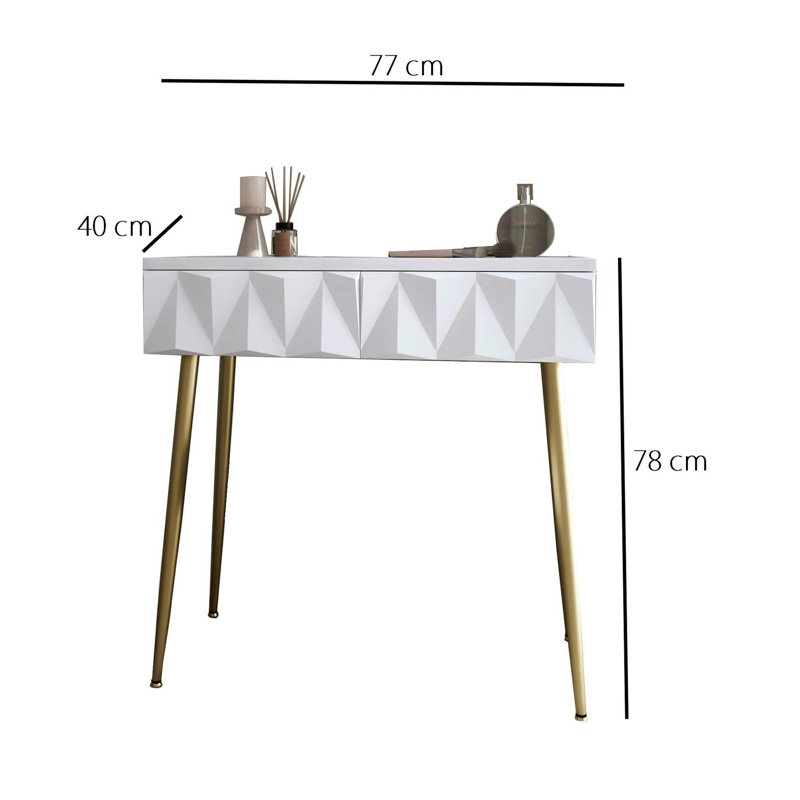 Audly Dressing Table, White/Gold