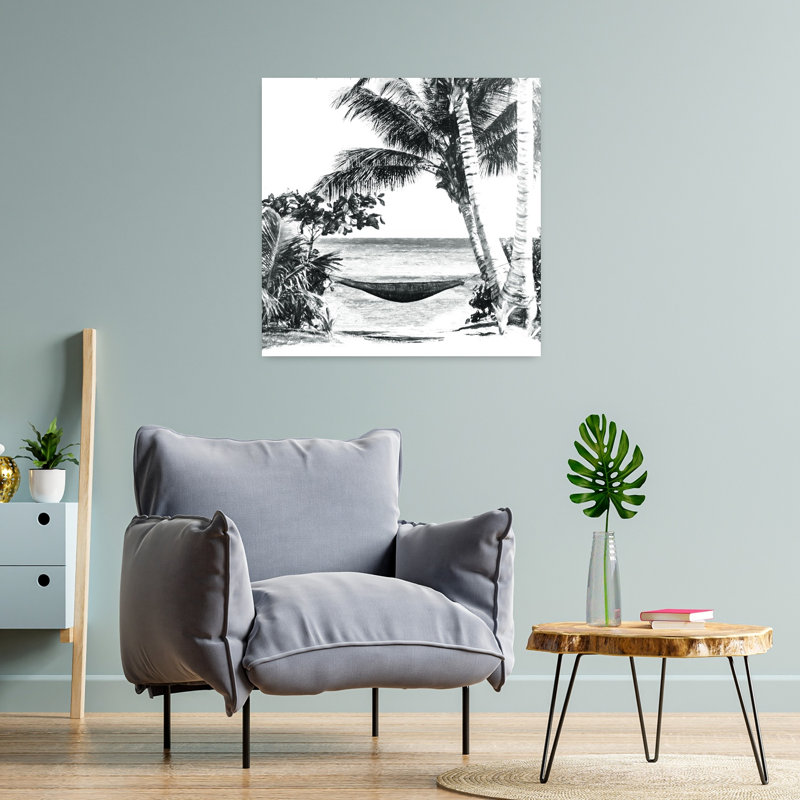 Palmier tropical au repos abstrait, art côtier, H 24 po x l 24 po