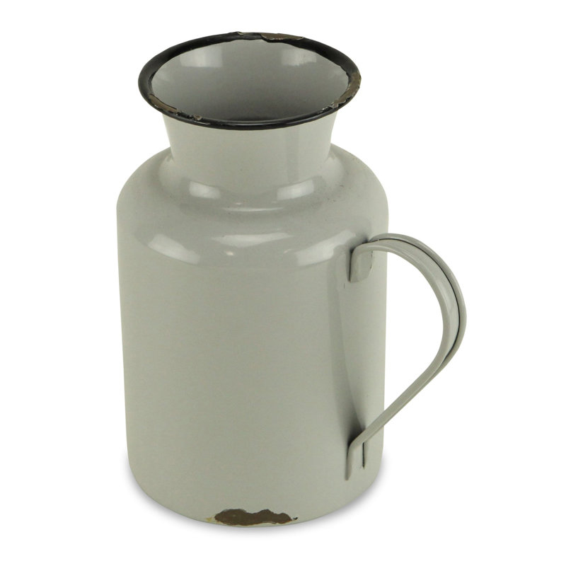 Vase en métal 8 po gris et noir