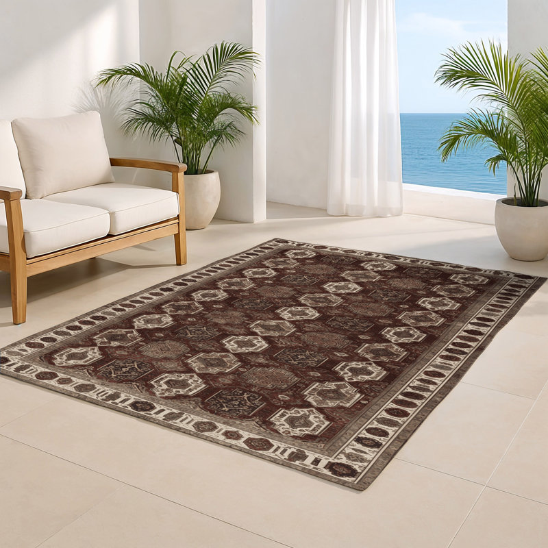 Tapis d'intérieur et d'extérieur noir Persian, Rectangulaire 2 pi x 3 pi