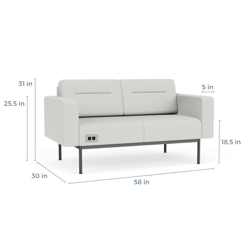 Causeuse de réception Darsey, Avec alimentation, Gris anthracite, Ombre portes ouvertes