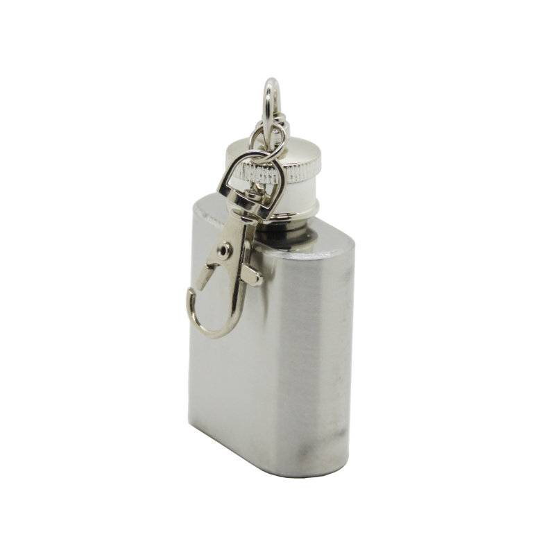 Mini bouteille portative à alcool en acier inoxydable avec porte-clés 1 oz
