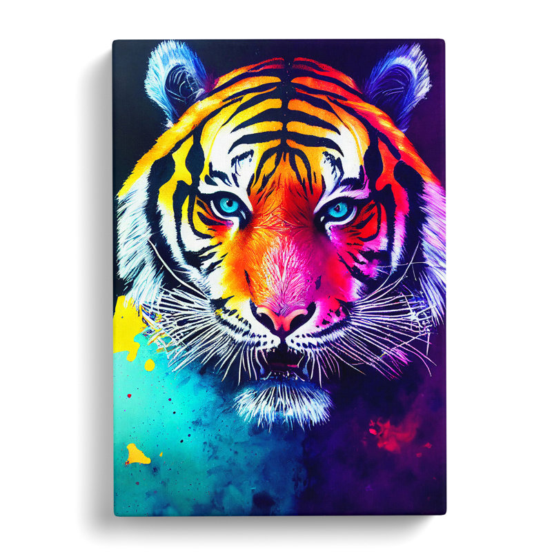 Painted Tiger No.2 Abstract - Print, Wrapped Canvas, No Matte, 76cm H x 50cm W