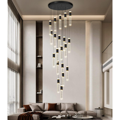 Lustre moderne en cristal à DEL à intensité variable