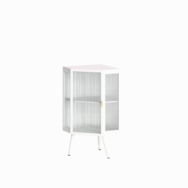 Armoire 22,25 po avec porte en verre trempé et tablettes de rangement pour la salle de bain, le salon et la chambre à coucher