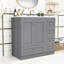 Ensemble de meuble-lavabo simple autoportant en bois avec plateau de lavabo Ogburn-994863801