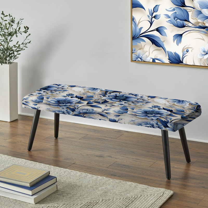 Banc victorien cobalt bleu filigrane - motif floral victorien