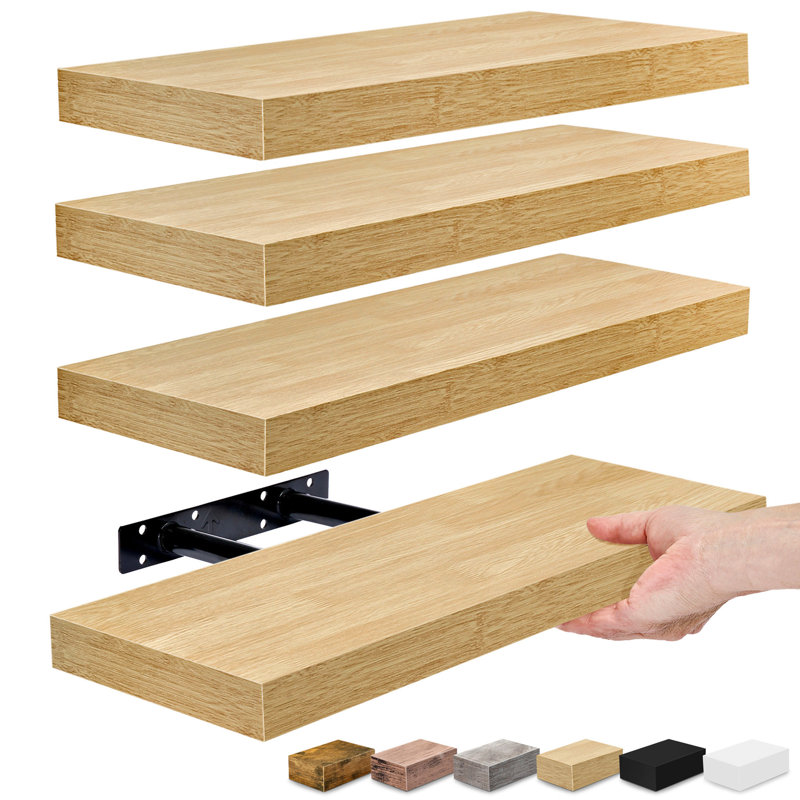 Sorbus Wall Mounted Floating Shelves for Wall Décor - Medium 16.25 Inch, 4 Pack, Maple Wood, 1.5" H x 16.25" W x 5.5" D